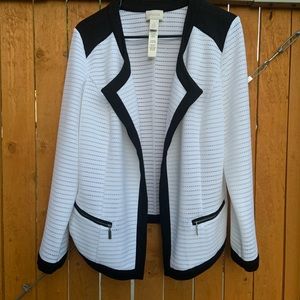 CHICO’S Women’s White/Black Knit Cardigan Sweater